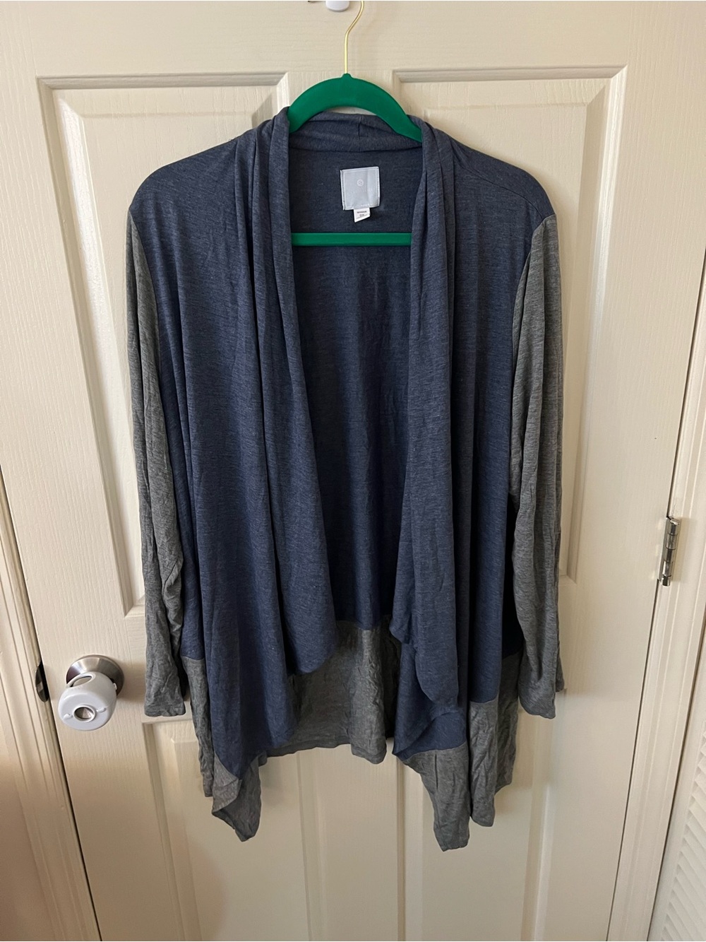 Super Soft DB Sunday Two-Tone Open Cardigan in Blue & Gray